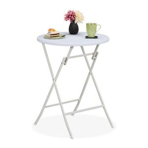 Relaxdays ZAHRADNÍ STŮL Bílý skládací kulatý ratanový 60 cm obraz