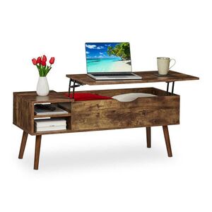 Relaxdays KONFERENČNÍSTOLEK Hnědý Černý výškově nastavitelný úložný prostor 108x40 cm obraz