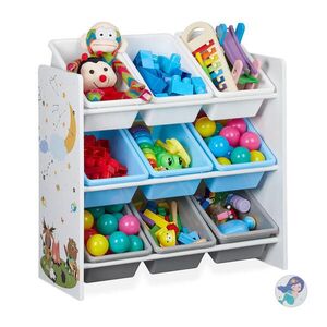 Relaxdays REGÁL Barevný 9-boxů s motivem MDF obraz