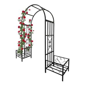 Relaxdays OBLOUK zahradní černý kovový s truhlíky 206 cm obraz