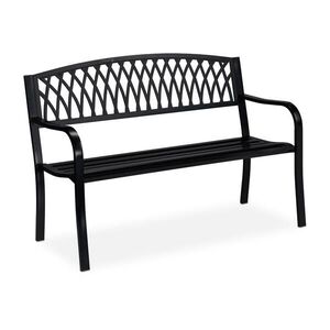 Relaxdays LAVICE Černá zahradní kovová pro 2 osoby 127 cm obraz