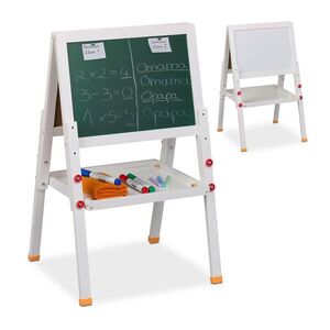 Relaxdays TABULE bílá zelená stojanová magnetická výškově nastavitelná obraz