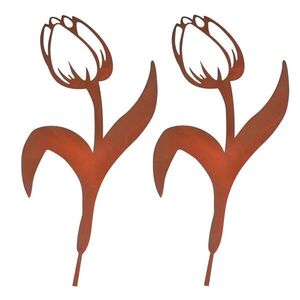 Relaxdays ZÁPICH hnědý 2dílná-sada ocel tulipán obraz