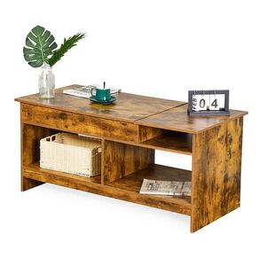 Relaxdays KONFERENČNÍ STOLEK Hnědý v dekoru dřeva se zvedací deskou 110x50 cm obraz