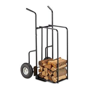Relaxdays VOZÍK Černý na krbové dřevo XL ocel 200 kg obraz