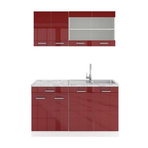 Vicco JEDNOTKOVÁ KUCHYNĚ R-Line Červená vysoký lesk 140 cm s pracovní deskou obraz