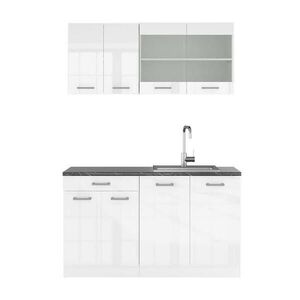 Vicco JEDNOTKOVÁ KUCHYNĚ R-Line Bílá vysoký lesk 140 cm , PD Antracit obraz