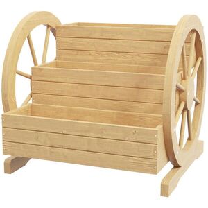 Outsunny VYŠŠÍ ZÁHON v designu s motivem kola od vozu, smrkové dřevo 62/61/57 cm obraz