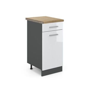 Vicco SPODNÍ SKŘÍŇKA KUCHYŇSKÉ LINKY R-Line Bílá vysoký lesk 40 cm , PD Dub obraz