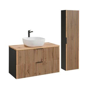 Petits-meubles KOUPELNOVÝ NÁBYTEK 100.6cm Gaia 2er-Set Dubové dřevo a černá barva obraz