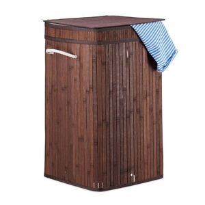 Relaxdays KOŠ Hnědý bambusový skládací s víkem 70 l obraz