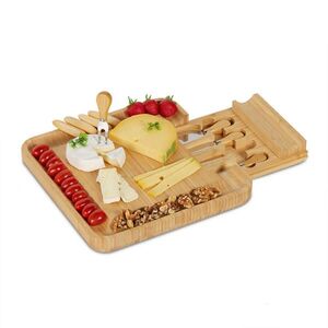 Relaxdays PRKÉNKO Přírodní bambus na sýr 4dílná-sada 33x33 cm obraz