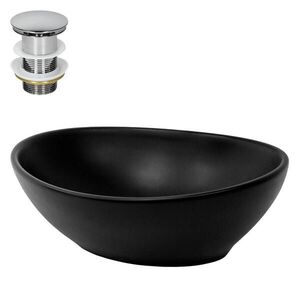 LuxeBath UMYVADLO černé 41x33, 5x14, 5 cm s odtokovou sadou stříbrné obraz