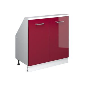 Vicco KUCHYŇSKÁ SKŘÍŇKA POD ŠIKMOU STŘECHU R-Line Červená/bílá s vysokým leskem 80 cm se 2 dvířky obraz