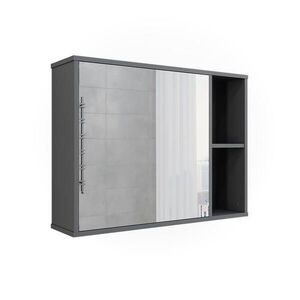Vicco KOUPELNOVÁ SKŘÍŇKA SE ZRCADLEM Leano Antracit/horský dub 80 x 60 cm obraz