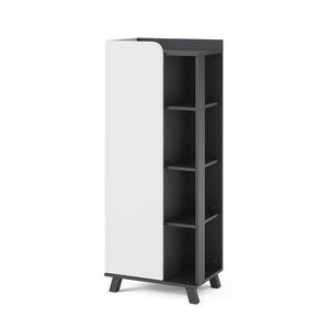 Vicco MIDI SKŘÍŇKA Karen Antracitová/bílá 50 x 128 cm s dveřmi a otevřenými přihrádkami obraz
