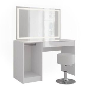 Vicco TOALETNÍ STOLEK Sherry Bílá/bílý vysoký lesk 119.8 cm s LED osvětlením a taburetem obraz