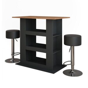Vicco STOJACÍ BAROVÝ STŮL SE ŽIDLEMI Repose Zlatý dub power/antracit 110 x 65 cm se 2 barovými stoličkami obraz
