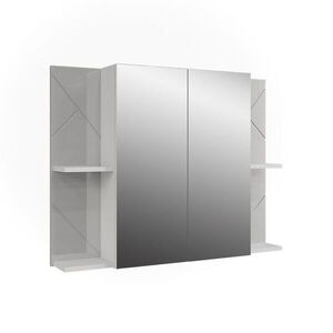 Vicco KOUPELNOVÁ SKŘÍŇKA SE ZRCADLEM Irma Bílá/bílý vysoký lesk 100 x 75 cm se 2 dveřmi obraz