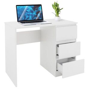 ML-DESIGN PSACÍ STŮL se 3 zásuvkami, 90 x 76 x 50 cm, matně bílý obraz