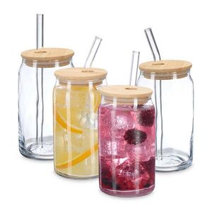 Relaxdays SKLENICE Transparentní přírodní 4-dílná sada 450 ml obraz