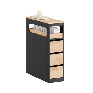 SoBuy NÍZKÁ KOUPELNOVÁ SKŘÍŇKA se 4 zásuvkami Černá 65x23x82cm Moderní obraz