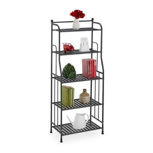 Relaxdays REGÁL Černý kov 5 polic 133 cm obraz