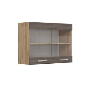 Vicco SKLENĚNÁ KUCHYŇSKÁ SKŘÍŇKA R-Line Ušlechtilá šedá 80 cm obraz