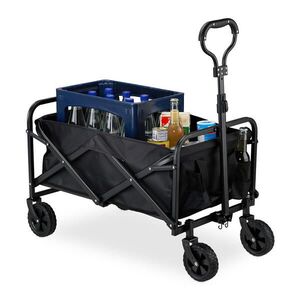 Relaxdays VOZÍK Černý skládací 60 l obraz