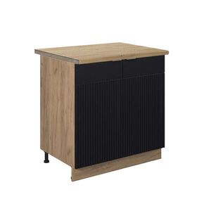 Vicco SKŘÍŇKA POD DŘEZ Fame-Line Černý pruhovaný 80 cm , PD Dub obraz