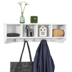 SoBuy NÁSTĚNNÝ VĚŠÁK s 1 policí Bílá 72x16x23cm Moderní obraz