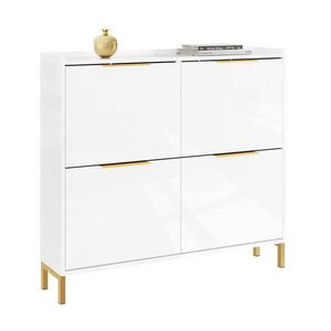 SoBuy BOTNÍK se 4 dveřmi Bílá 100x48x90cm Moderní obraz