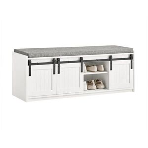 SoBuy BOTNÍK se třemi dveřmi Bílá 120x35x45cm Rustikální obraz