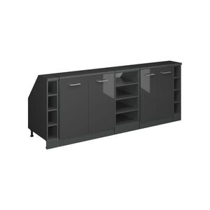 Vicco ŠATNÍ SESTAVA PRO ŠIKMÉ STŘECHY Rion Antracitový vysoký lesk 210 cm Sada 5 korpusů skříně hloubka 60 cm obraz