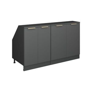 Vicco KUCHYŇSKÁ SKŘÍŇKA POD ŠIKMOU STŘECHU R-Line Antracitově zlatý 140 cm Sada 2 korpusů skříně hloubka 60 cm obraz