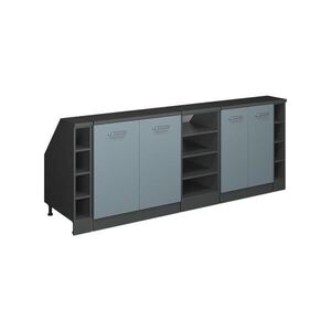 Vicco KUCHYŇSKÁ SKŘÍŇKA POD ŠIKMOU STŘECHU R-Line Modrošedá 210 cm Sada 5 korpusů skříně hloubka 60 cm obraz