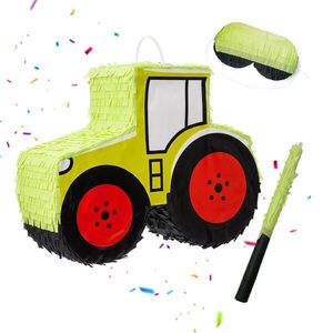 Relaxdays PIŇATA Světle zeleno-červená traktor 3-dílná-sada obraz