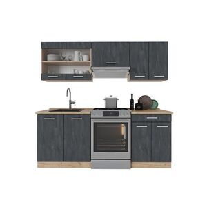 Vicco KUCHYŇSKÁ LINKA R-Line Černý beton/zlatý dub 200 cm PD Dub obraz