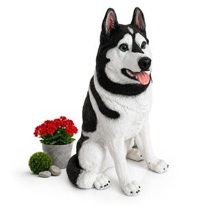 Relaxdays FIGURKA Přírodní barvy pes husky polyresin 86 cm obraz