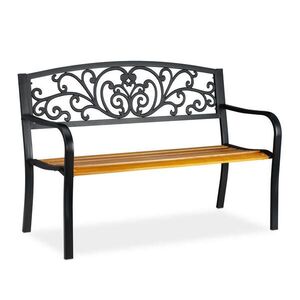 Relaxdays LAVICE hnědá černá kov dřevo pro 2 osoby 127 cm obraz