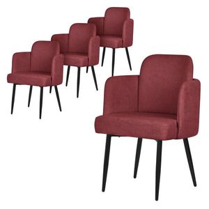 ML-DESIGN JÍDELNÍ ŽIDLE, sada 4 ks, červená, s látkovým potahem v ratanovém vzhledu obraz