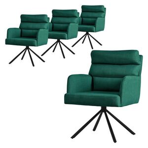 ML-DESIGN JÍDELNÍ ŽIDLE, sada 4 ks, otočné, tmavě zelené, látkové potahy obraz