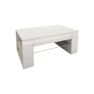 ML-DESIGN KONFERENČNÍ STOLEK v lesklé bílé barvě 100x42x60 cm ze dřeva se skleněnou deskou obraz