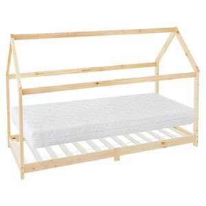 ML-DESIGN DĚTSKÁ POSTEL se střechou a matrací 90x200 cm přírodní obraz