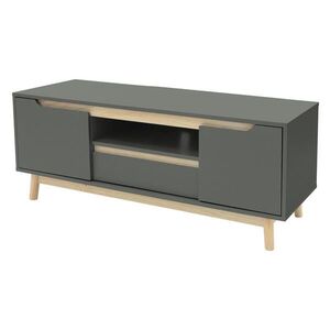 ML-DESIGN TV skříňka 120x40x46 cm zelená-přírodní s nohami z borového dřeva obraz