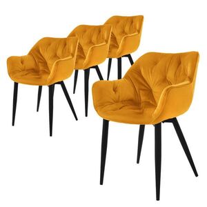 ML-DESIGN JÍDELNÍ ŽIDLE, sada 4 ks, hořčičně žlutý samet obraz