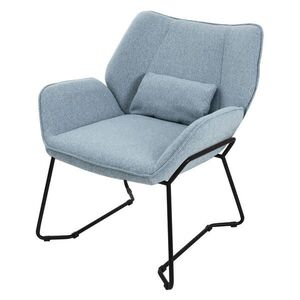 ML-DESIGN KŘESLO do obývacího pokoje, modré, z látky, relaxační křeslo s bederním polštářem a područkami obraz
