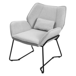 ML-DESIGN KŘESLO do obývacího pokoje, světle šedé, látkové, relaxační křeslo s bederním polštářem a područkami obraz