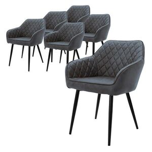 ML-DESIGN SADA 6 jídelních židlí z umělé kůže v antracitové barvě obraz