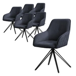 ML-DESIGN JÍDELNÍ ŽIDLE, sada 6 ks, otočná, antracitová tkanina obraz